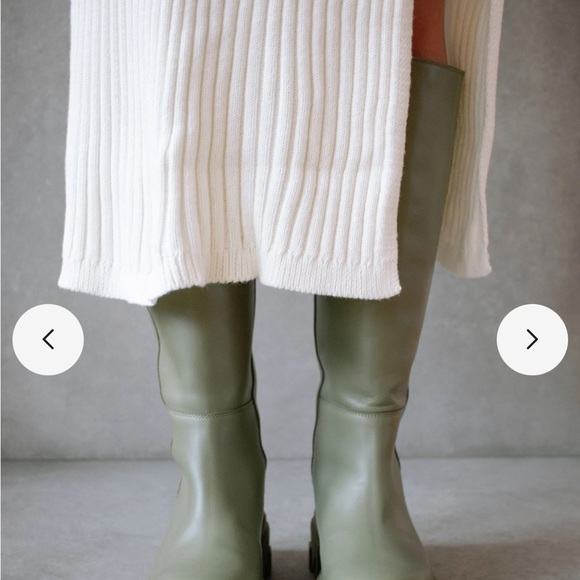 Alohas Katiuska Boot: chunky lug sole knee-high tall leather boots in green - Picture 5 of 12